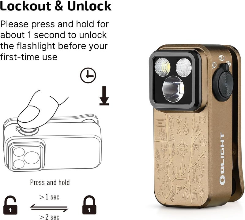 OLIGHT Oclip Pro EDC Flashlight Clip-on Light, Rechargeable 500 Lumens with Three Lighting Solutions Type-C Charging, Magnetic Flash Lights for Outdoor or Indoor Use(Ancient Script) - Image 5
